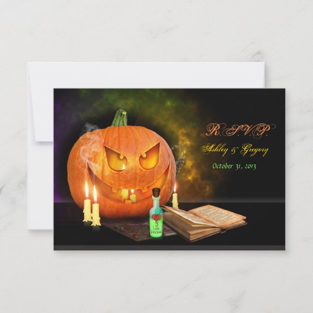 Carte de réponse de mariage Jack O'Lantern Hallowe (Devant)