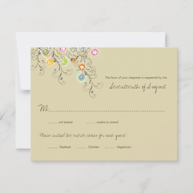 Carte de réponse de mariage Jardin de fleurs groov (Devant)