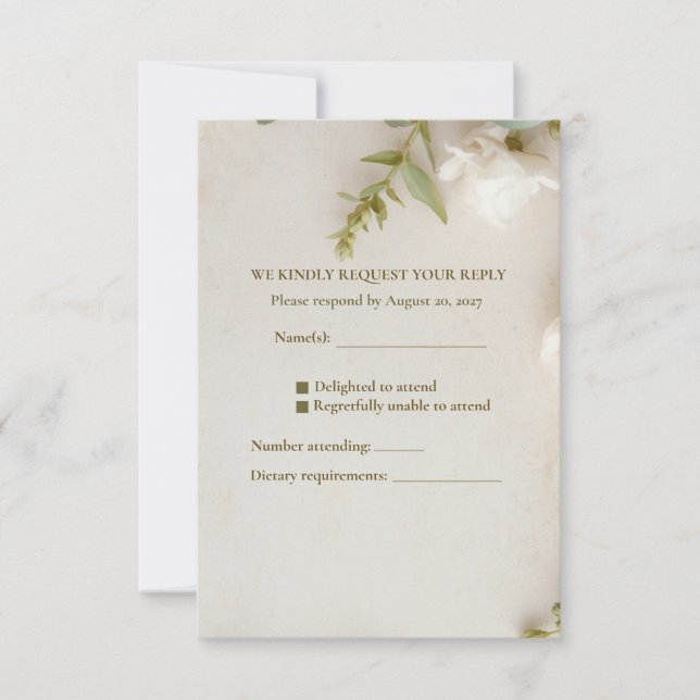 Carte de réponse de mariage jardin d'ivoire botani (Devant)