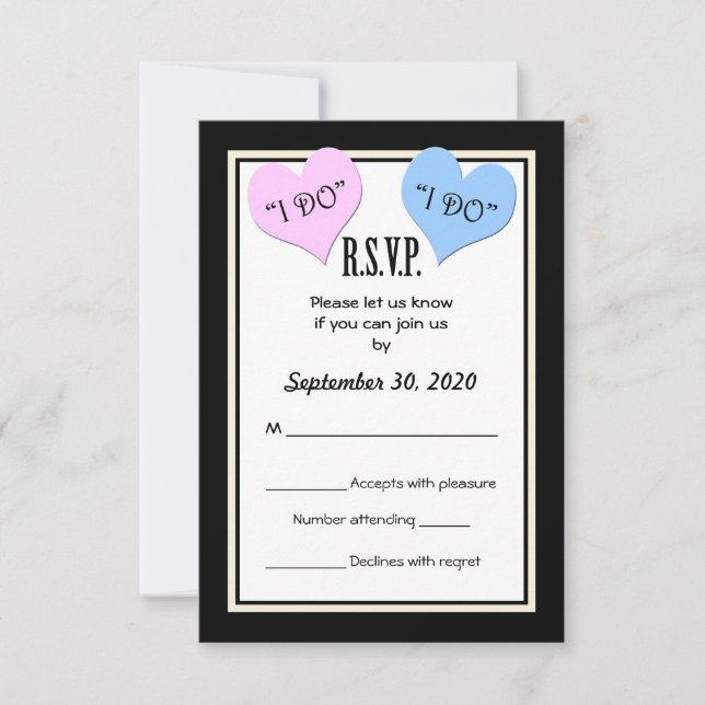 Carte de réponse de mariage 'Je le veux' (Devant)
