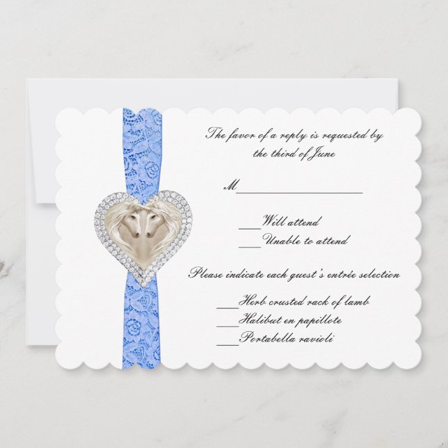 Carte de réponse de mariage Licorne Bleue en dente (Devant)