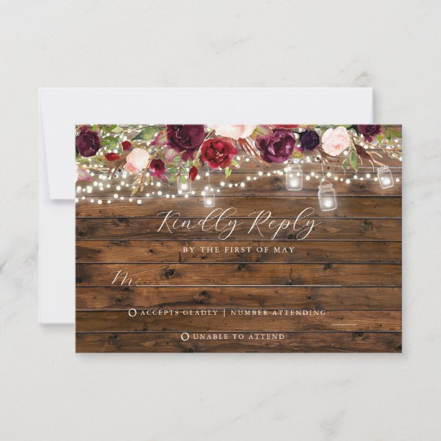 Carte de réponse de mariage Lumières Bourguignonne (Devant)