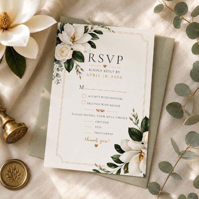Carte de réponse de mariage Magnolia Southern Char (Créateur téléchargé)