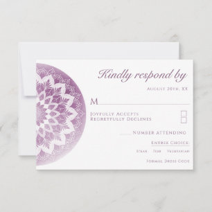 Carte de réponse de mariage mandala en dentelle ro