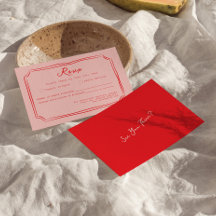 Carte de réponse de mariage manuscrite rose et rou