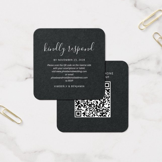Carte de réponse de mariage miniature avec QR Code (Bureau)