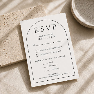 Carte de réponse de mariage minimale en forme d'ar