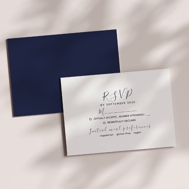 Carte de réponse de mariage minimaliste blanche et (Créateur téléchargé)