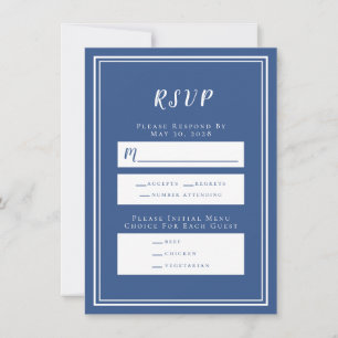Carte de réponse de mariage minimaliste bleu et bl