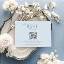 Carte de réponse de mariage minimaliste bleu pouss