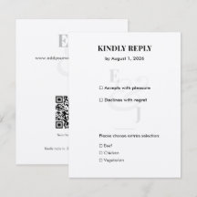 Carte de réponse de mariage minimaliste | Code QR