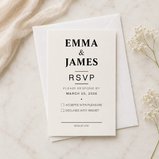 Carte de réponse de mariage minimaliste élégante e