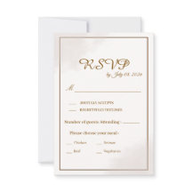 Carte de réponse de mariage minimaliste en or