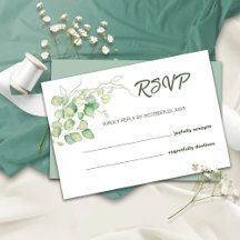 Carte de réponse de mariage minimaliste Eucalyptus