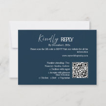 Carte de réponse de mariage minimaliste marine