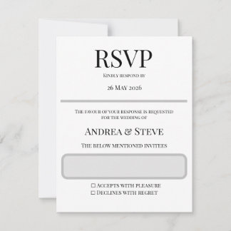 Carte de réponse de mariage minimaliste | Modèle m