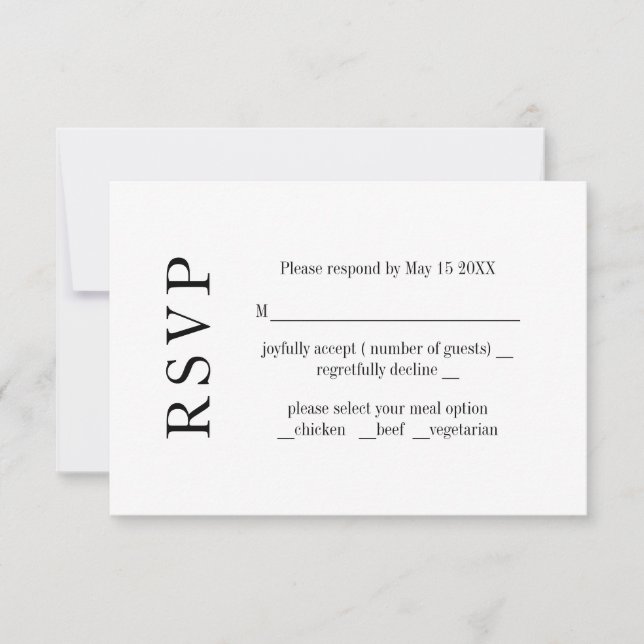 Carte de réponse de mariage minimaliste moderne (Devant)