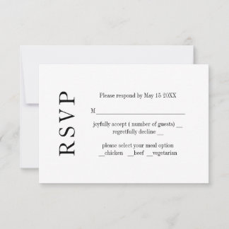 Carte de réponse de mariage minimaliste moderne