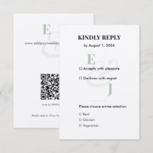 Carte de réponse de mariage minimaliste Sage | Cod