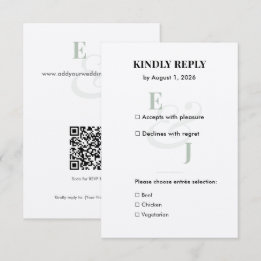 Carte de réponse de mariage minimaliste Sage | Cod