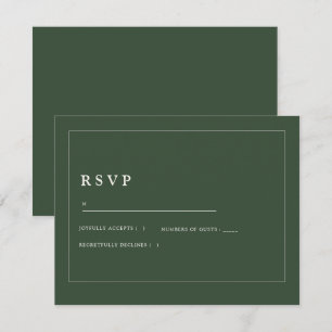 Carte de réponse de mariage minimaliste vert foncé