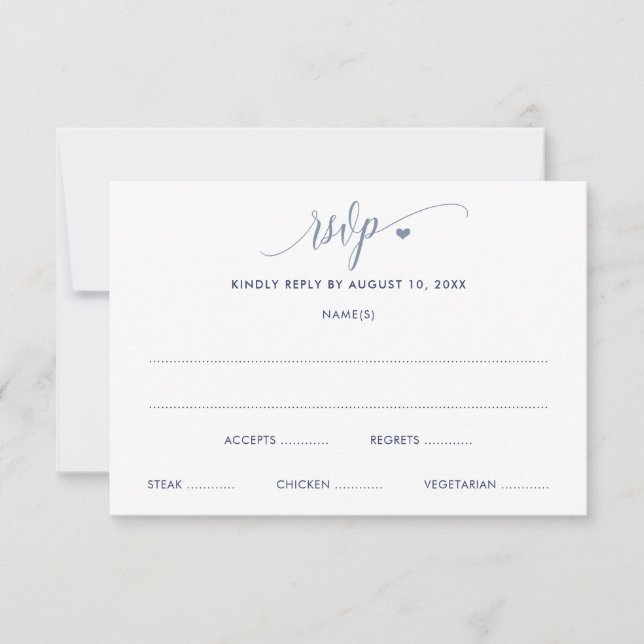 Carte de réponse de mariage moderne amusante bleu  (Devant)