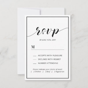 Carte de réponse de mariage moderne avec typograph