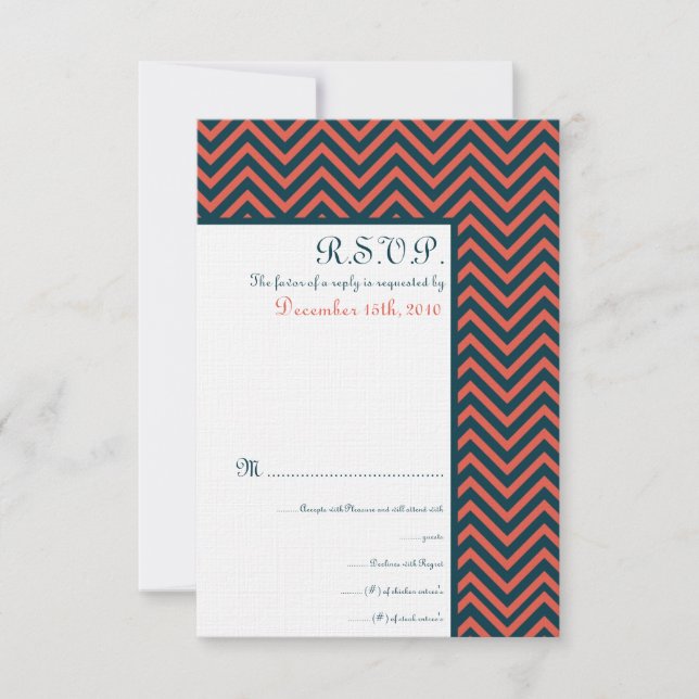 Carte de réponse de mariage moderne Chevron Neon C (Devant)