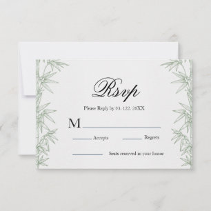 Carte de réponse de mariage moderne en bambou et v