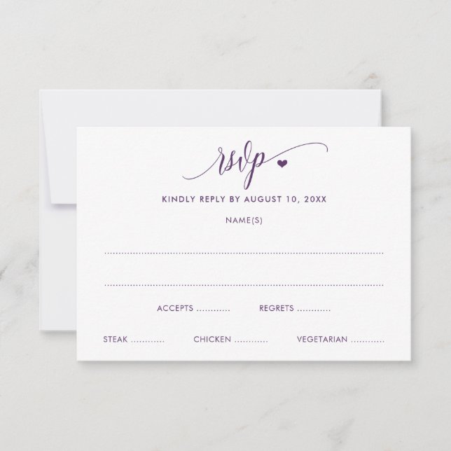 Carte de réponse de mariage moderne fun prune / vi (Devant)