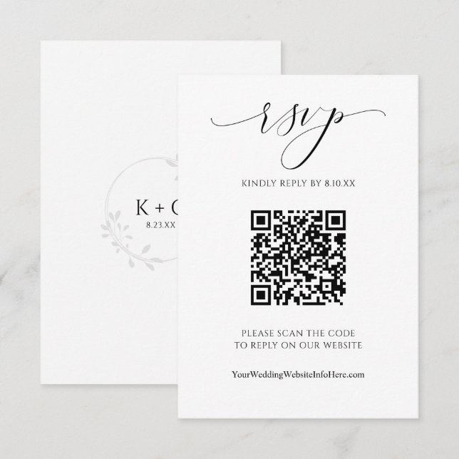 Carte de réponse de mariage moderne luxe élégant é (Devant / Derrière)