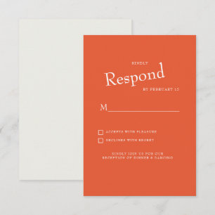 Carte de réponse de mariage moderne orange texte b