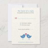 Carte de réponse de mariage Monogram Birds