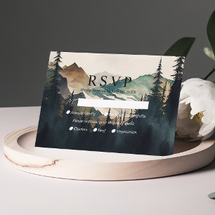 Carte de réponse de mariage Montagnes Forêt de Pin