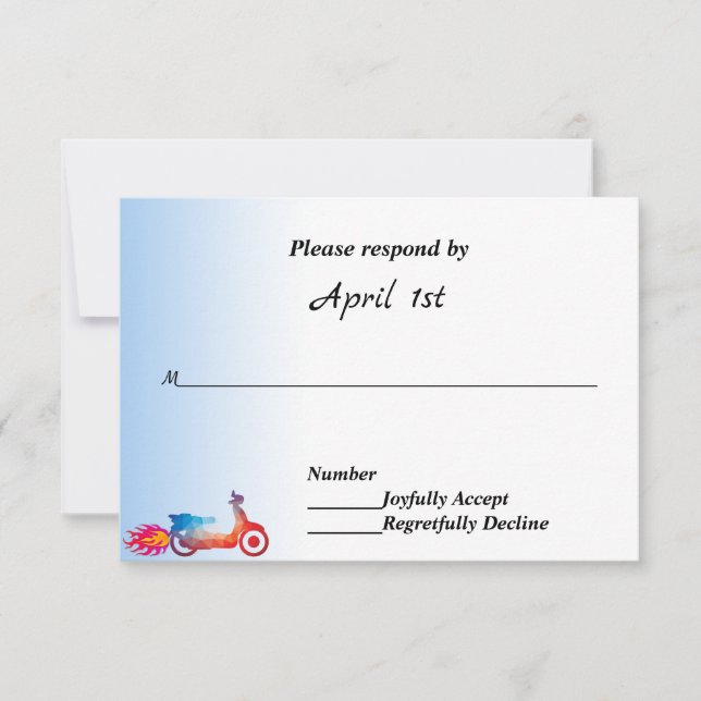 Carte de réponse de mariage moto multi-couleurs et (Devant)