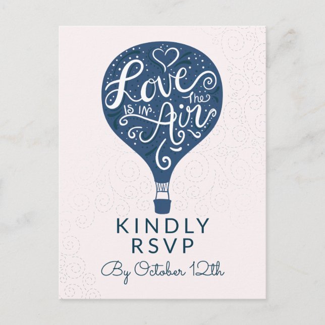 Carte de réponse de mariage Navy Hand Lettered Lov (Devant)