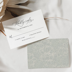 Carte de réponse de mariage noir et blanc classiqu