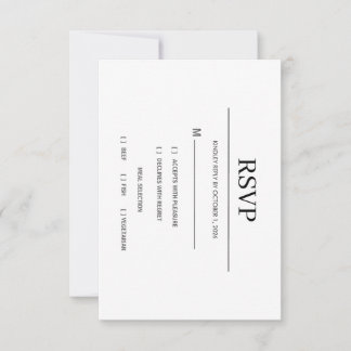 Carte de réponse de mariage noir et blanc minimali