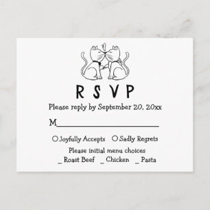 Carte de réponse de mariage noir et blanc pour les