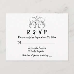 Carte de réponse de mariage noir et blanc pour les