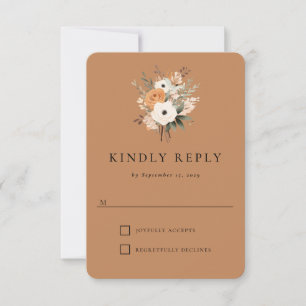 Carte de réponse de mariage occidental floral boho