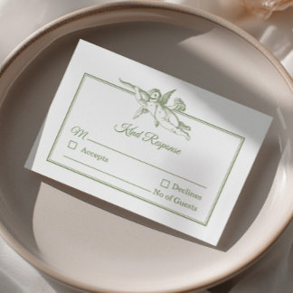 Carte de réponse de mariage Olive Sage Toile de Jo