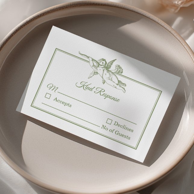Carte de réponse de mariage Olive Sage Toile de Jo (Créateur téléchargé)