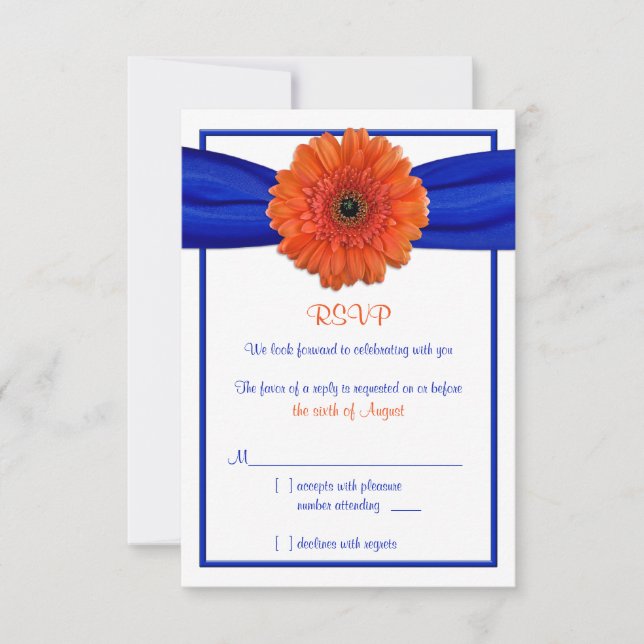 Carte de réponse de mariage orange gerbera daisy b (Devant)