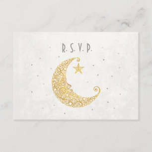 Carte de réponse de mariage Over the Moon Gold
