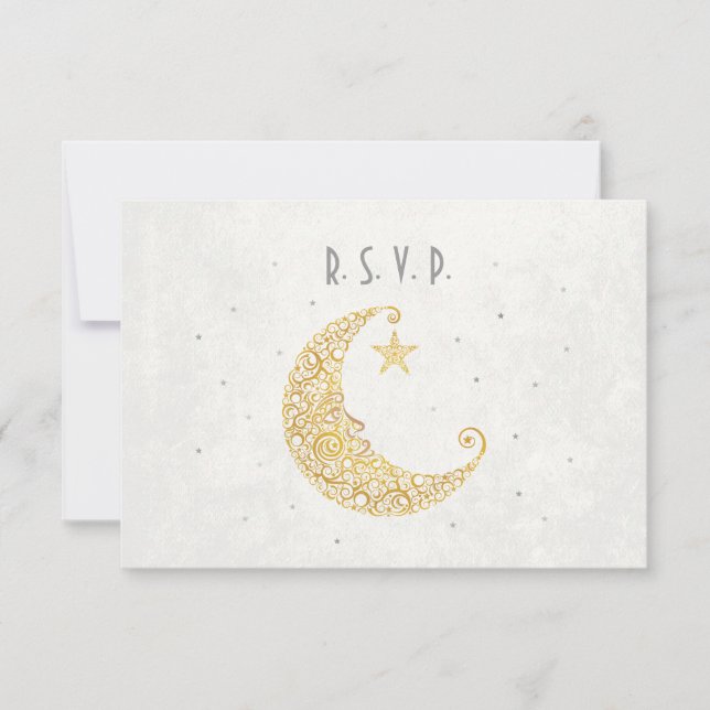 Carte de réponse de mariage Over the Moon Gold (Devant)