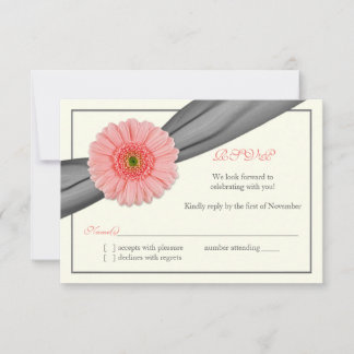 Carte de réponse de mariage Pale Coral Gerbera Gre