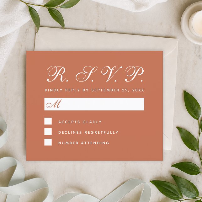 Carte de réponse de mariage pas chère Terracotta B (Créateur téléchargé)