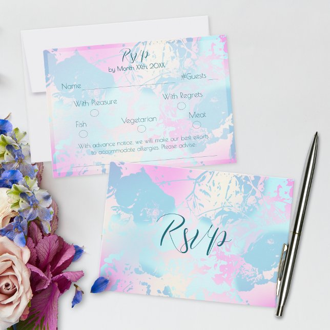 Carte de réponse de mariage pastel abstrait modern (Créateur téléchargé)