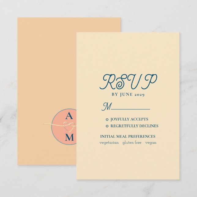 Carte de réponse de mariage Peach Fuzz (Devant / Derrière)